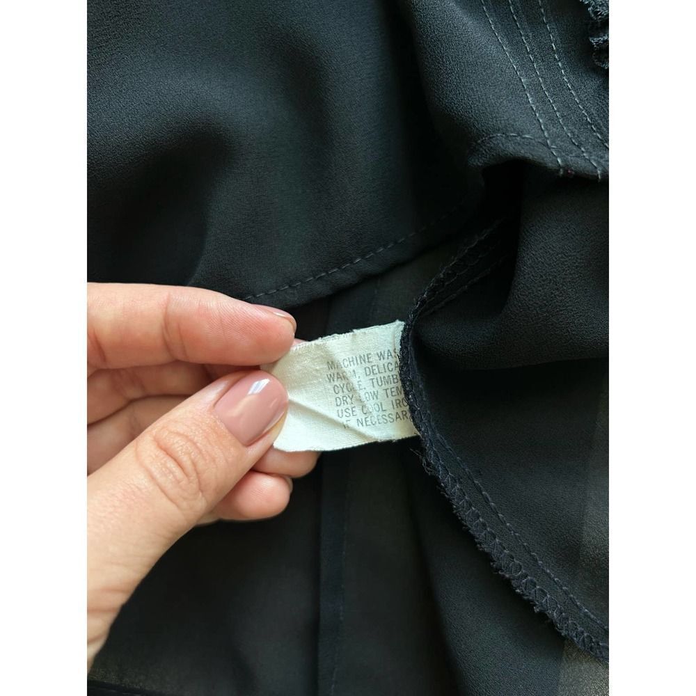 Vintage Black Ruffle High Neck Sheer Blouse Size S EUC - Picture 8 of 11